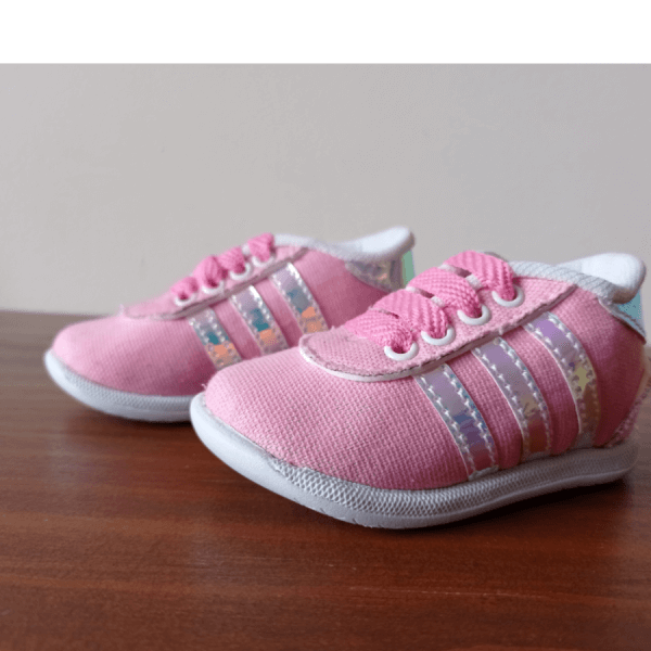 Tennis Style Shoe for Boy or Girl- Color Pink with Silver